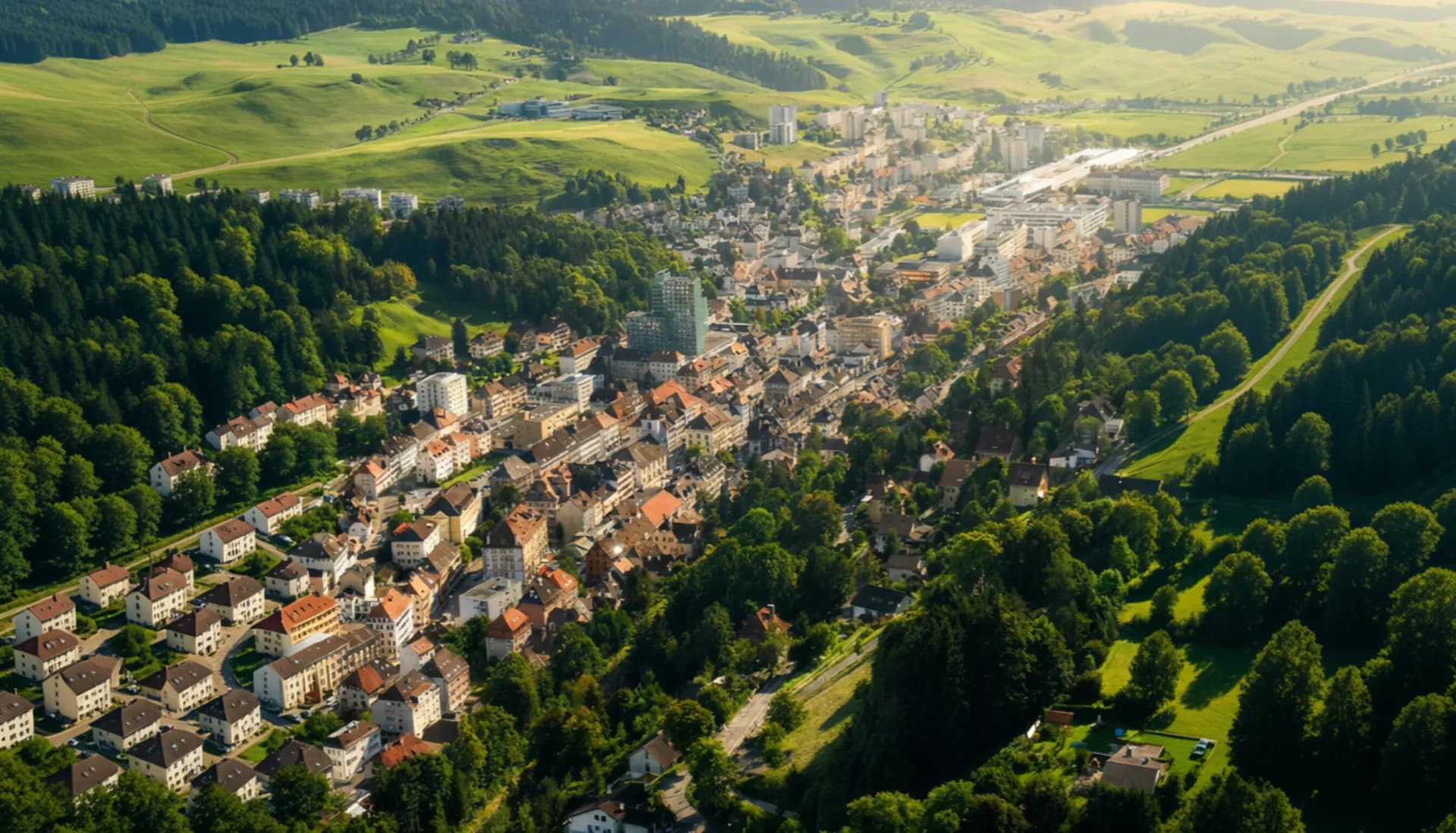 La Chaux-de-Fonds — plan en damier UNESCO depuis le Rooftop